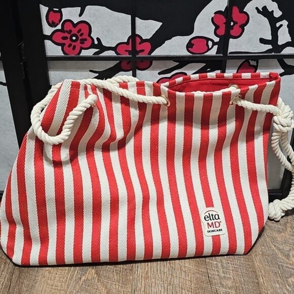 EltaMD Striped Skincare Beach Tote Bag - Picture 2 of 4